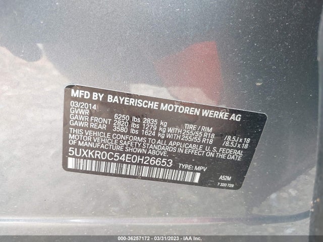 BMW X5 Xdrive35i 2014 5UXKR0C54E0H26653 Image 9