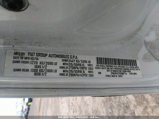 RAM Promaster City Cargo Van Tradesman 2015 ZFBERFAT2F6198774 Image 9