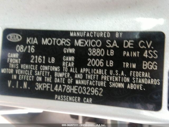 3KPFL4A78HE032962 KIA FORTE LX