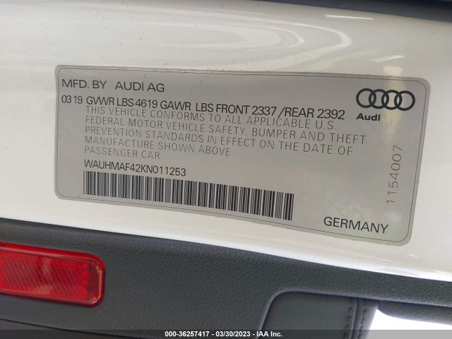 Audi A4 Premium Plus 2019 WAUHMAF42KN011253 Image 9