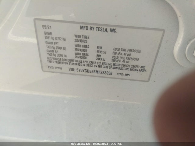 5YJYGDEE5MF283058 Tesla Model Y Long Range