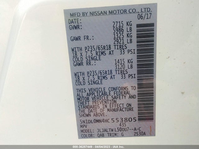 5N1DL0MN4HC553805 Infiniti QX60