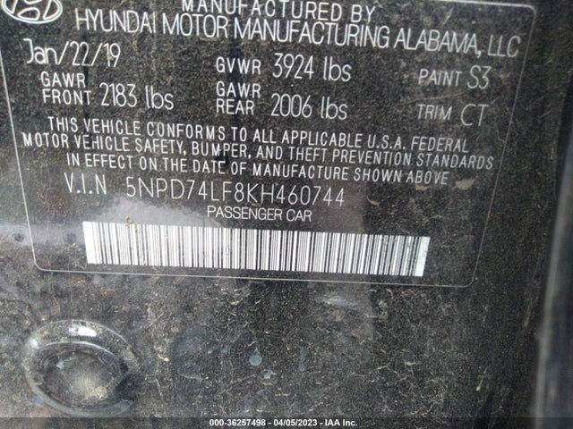 Hyundai ELANTRA SE 2019 5NPD74LF8KH460744 Image 10