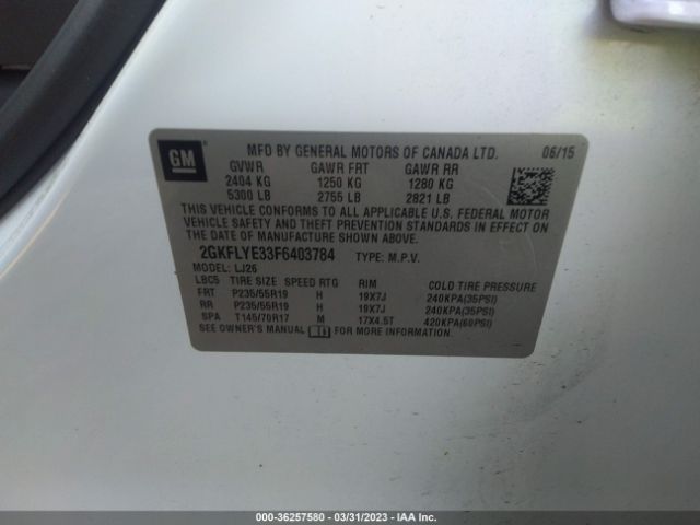 2GKFLYE33F6403784 GMC Terrain Slt