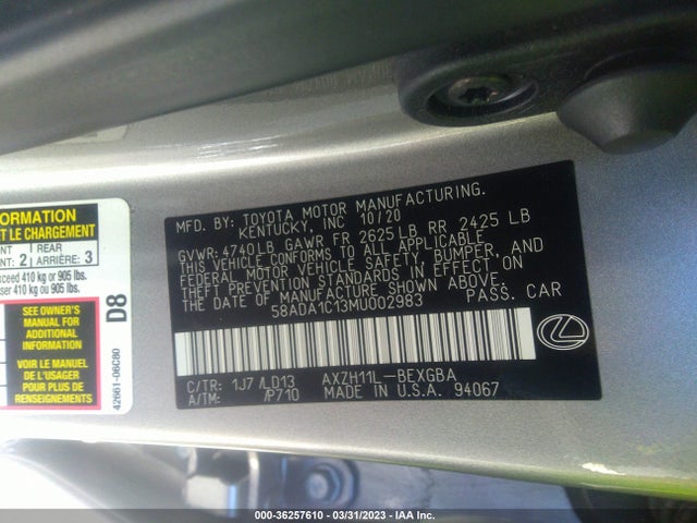 58ADA1C13MU002983 Lexus Es Es 300h