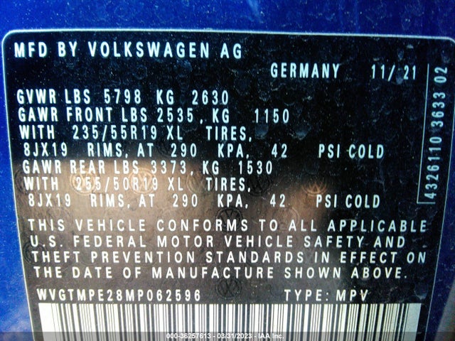 WVGTMPE28MP062596 Volkswagen ID.4 PRO S