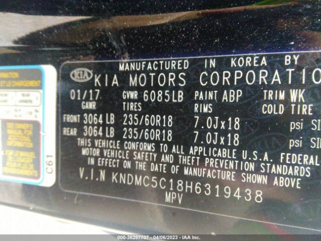 KNDMC5C18H6319438 KIA Sedona Sx