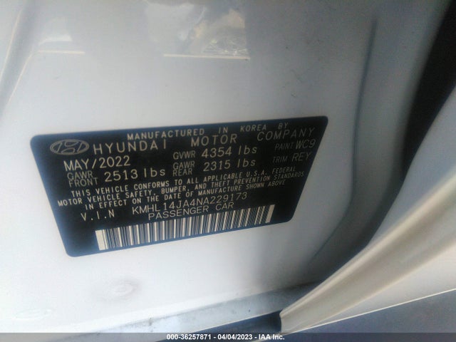 Hyundai SONATA SEL 2022 KMHL14JA4NA229173 Image 11