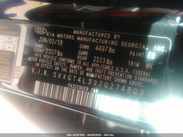 KIA Optima Lx 2018 5XXGT4L39JG274803 Image 9