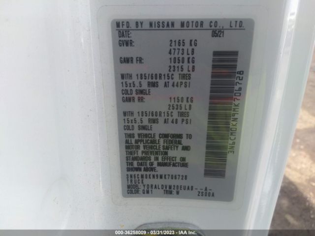 3N6CM0KN9MK706728 Nissan Nv200 Compact Cargo S