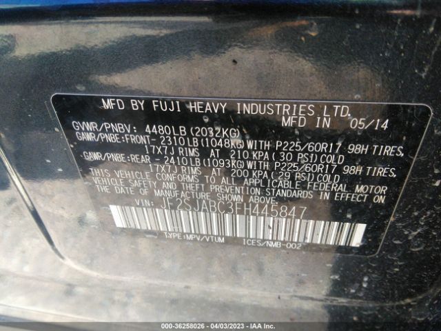 JF2SJABC3FH445847 Subaru Forester 2.5i