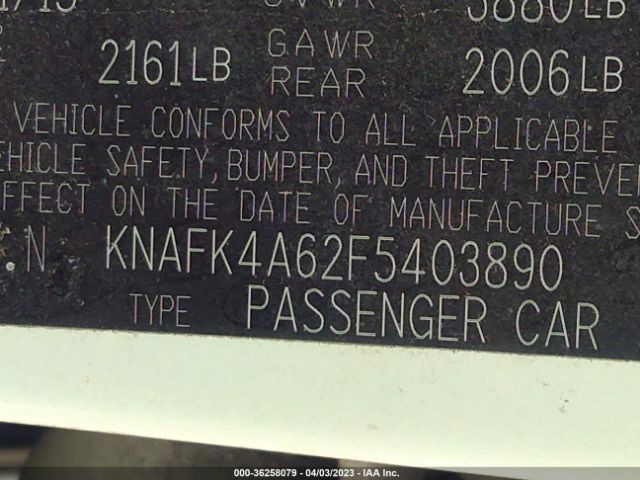 KNAFK4A62F5403890 KIA FORTE LX
