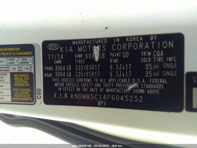 KNDMB5C14F6045252 KIA SEDONA LX