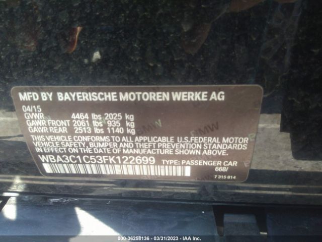 WBA3C1C53FK122699 BMW 3 Series 328i