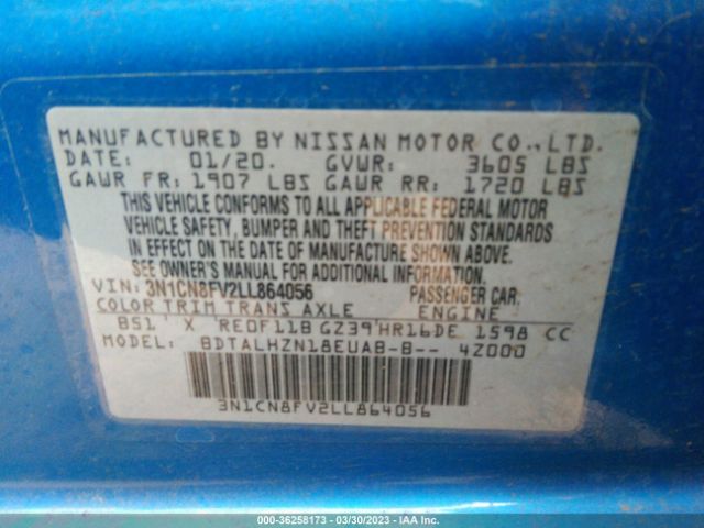 3N1CN8FV2LL864056 Nissan VERSA SR
