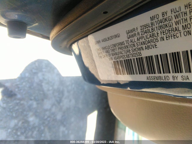 2008 SUBARU OUTBACK LTD VIN: 4S4BP62C687302535