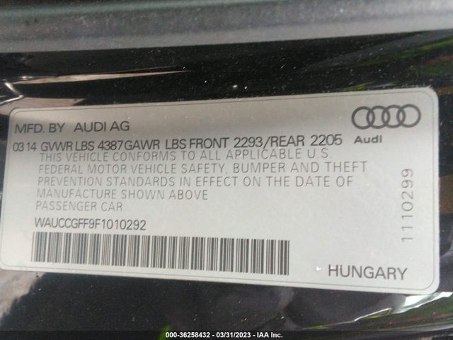 Audi A3 1.8t Premium Plus 2015 WAUCCGFF9F1010292 Image 9