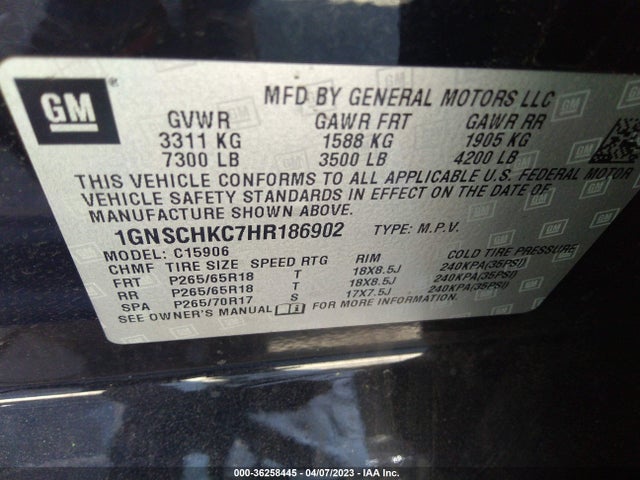 Chevrolet Suburban Lt 2017 1GNSCHKC7HR186902 Image 9