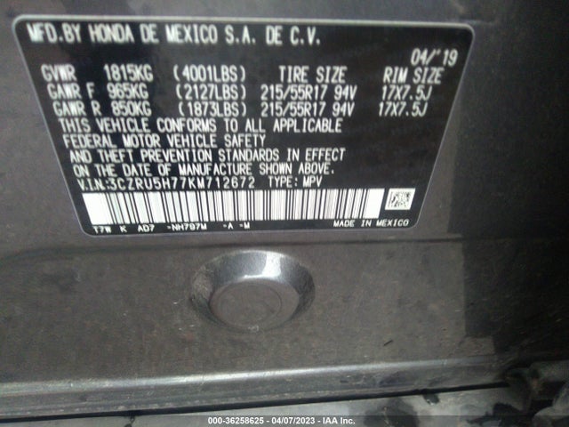 Honda Hr-v Ex-l 2019 3CZRU5H77KM712672 Image 9