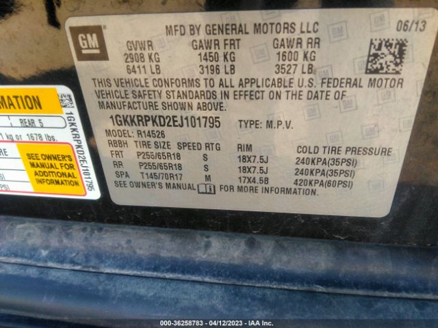1GKKRPKD2EJ101795 GMC ACADIA SLE