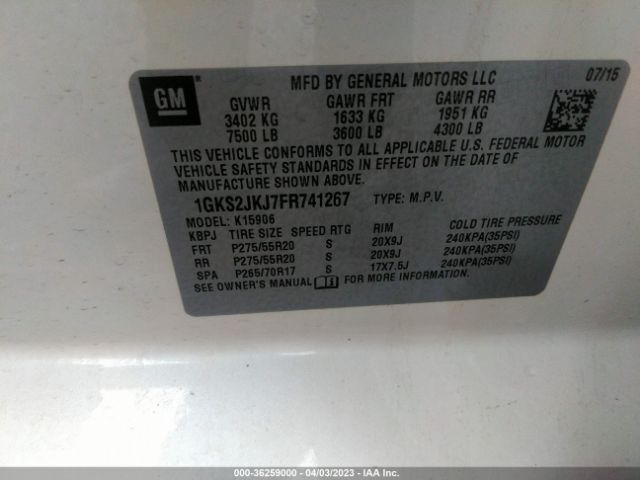 1GKS2JKJ7FR741267 GMC YUKON XL DENALI