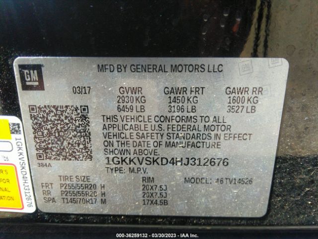 1GKKVSKD4HJ312676 GMC Acadia Limited Limited