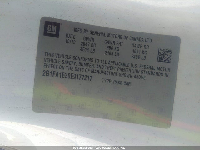 Chevrolet CAMARO LS 2014 2G1FA1E30E9177217 Image 9