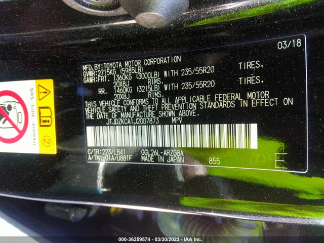 Lexus RX 2018 JTJDZKCA1J2007873 Image 10