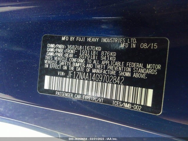 2016 Scion FR-S, VIN: JF1ZNAA14G9702842