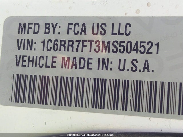 1C6RR7FT3MS504521 RAM 1500 Classic Tradesman
