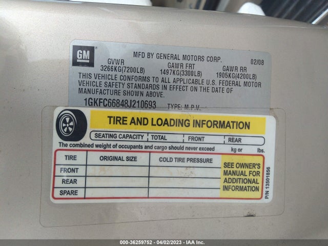 2008 GMC YUKON XL DENALI VIN: 1GKFC66848J210693