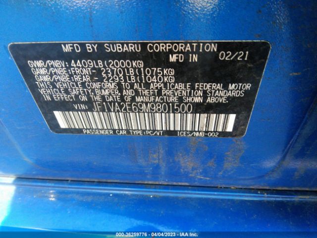 JF1VA2E69M9801500 Subaru Wrx Sti