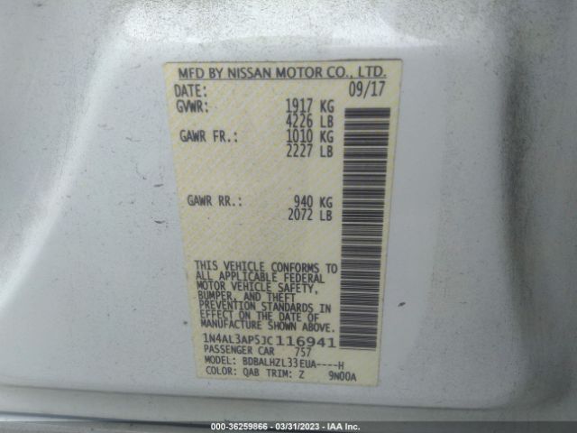 1N4AL3AP5JC116941 Nissan Altima 2.5 Sr