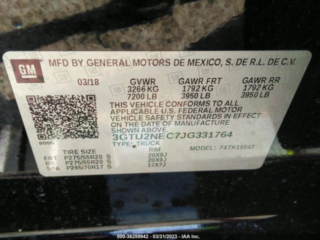 3GTU2NEC7JG331764 GMC Sierra 1500 Slt