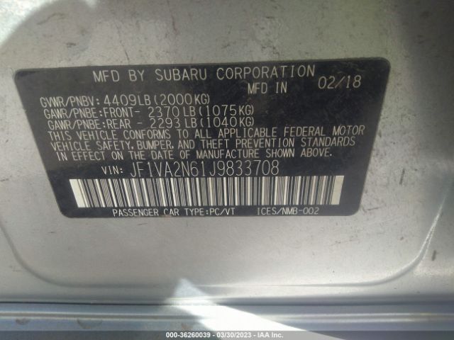 JF1VA2N61J9833708 Subaru Wrx Sti