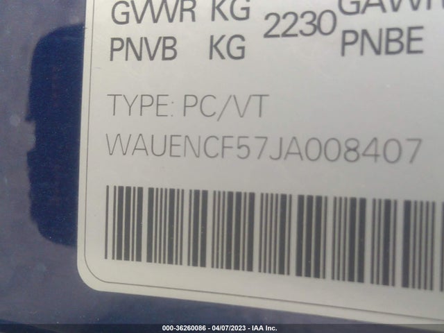 WAUENCF57JA008407 Audi A5 Sportback Premium Plus