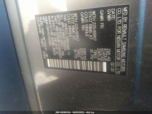 KNMAT2MVXLP541811 Nissan ROGUE SV