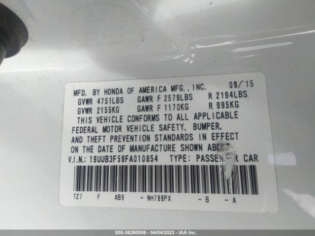 19UUB3F59FA010854 Acura Tlx V6 Tech