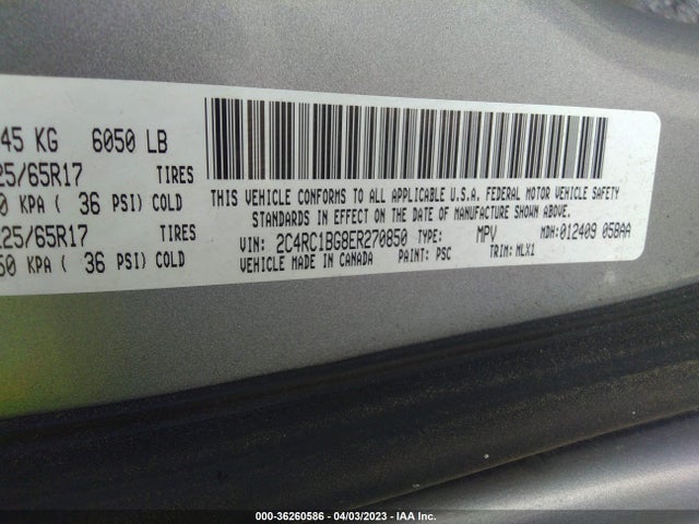 2C4RC1BG8ER270850 Chrysler Town & Country Touring
