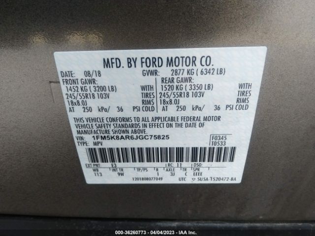 1FM5K8AR6JGC75825 Ford POLICE INTERCEPTOR