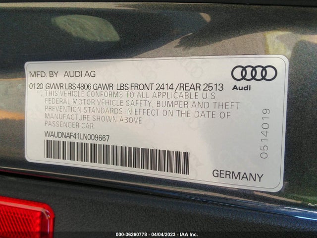 WAUDNAF41LN009667 Audi A4 PREMIUM