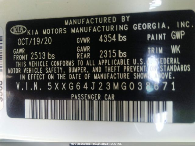 5XXG64J23MG038671 KIA K5 Gt-line