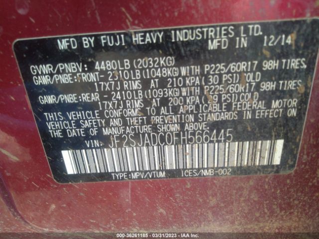 JF2SJADC0FH566445 Subaru Forester 2.5i Premium