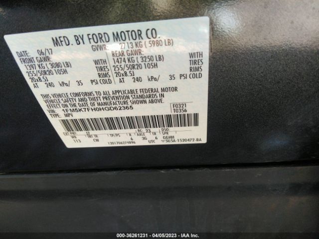 1FM5K7FH0HGD62365 Ford Explorer Limited
