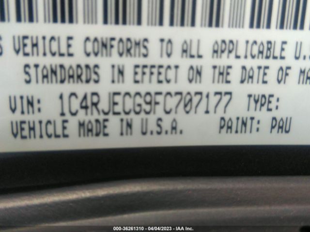 1C4RJECG9FC707177 Jeep Grand Cherokee Overland