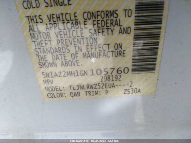 5N1AZ2MH1GN105760 Nissan MURANO SL