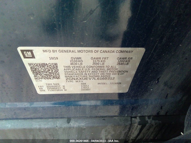 Chevrolet EQUINOX LT 2020 2GNAXUEV7L6160312 Image 10