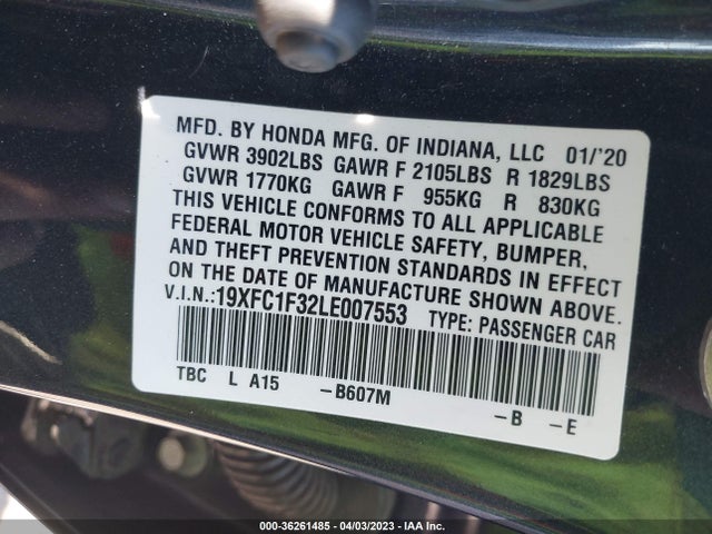 Honda Civic Sedan Ex 2020 19XFC1F32LE007553 Image 9