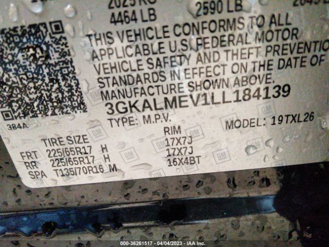 3GKALMEV1LL184139 GMC Terrain Sle