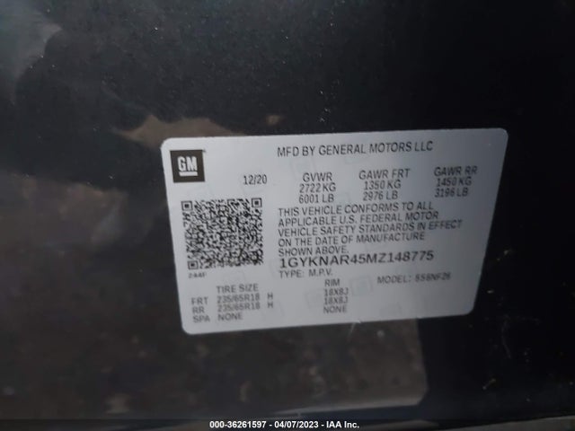 1GYKNAR45MZ148775 Cadillac Xt5 Fwd Luxury